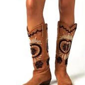 Free People Roundhouse Stitch Embroidered Suede Boots
